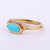 Genuine Turquoise Hexagon Band Ring 14k Yellow Gold Diamond Crown Jewelry