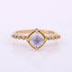 Genuine Cushion Blue Fire Moonstone Band Ring, Solid 14k Yellow, SI Diamond Jewelry