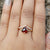 Natural Trillion Garnet Wedding Ring, SI Clarity Diamond Curve jewelry For Women