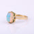 Genuine Opal Rectangle Ring, Blue Sapphire & Emerald Ring 14k Solid Yellow Gold jewelry For Gift