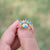 Solid 14k Yellow Gold, Natural Turquoise Diamond Ring, Marquise Crown band Jewelry