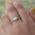 Solid 14k Yellow Gold, Natural Turquoise Diamond Ring, Marquise Crown band Jewelry