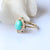 Oval Turquoise Ring, Emerald Ring, 14k Yellow Gold Gemstone Ring, Sapphire & Diamond Ring