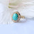 Oval Turquoise Ring, Emerald Ring, 14k Yellow Gold Gemstone Ring, Sapphire & Diamond Ring