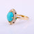 Oval Turquoise Ring, Emerald Ring, 14k Yellow Gold Gemstone Ring, Sapphire & Diamond Ring