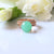 Lovely Elegant Oval Bright Green Chrysoprase 14k Gold Yellow Gold Diamond Ring 3 Stack Jewelry