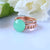 Lovely Elegant Oval Bright Green Chrysoprase 14k Gold Yellow Gold Diamond Ring 3 Stack Jewelry