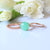 Lovely Elegant Oval Bright Green Chrysoprase 14k Gold Yellow Gold Diamond Ring 3 Stack Jewelry