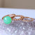 Lovely Elegant Oval Bright Green Chrysoprase 14k Gold Yellow Gold Diamond Ring 3 Stack Jewelry