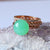 Lovely Elegant Oval Bright Green Chrysoprase 14k Gold Yellow Gold Diamond Ring 3 Stack Jewelry