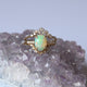 Natural Oval Opal Ring, Diamond Uneven Ring Chevron 3 Stack Jewelry For Wedding