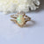 Natural Oval Opal Ring, Diamond Uneven Ring Chevron 3 Stack Jewelry For Wedding