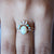 Sea of Love Ring,Opal Heart Ring with Diamonds,Vintage Opal Ring in Solid 14k Gold