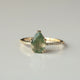 Unique Pear Moss Agate Engagement Ring, Solid 14k Yellow Gold SI Clarity Natural Side Diamonds Engagement Delicate Jewelry