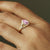 Solid 14k Gold Pink Sapphire Wedding ring, Genuine Pear Sapphire With Natural Diamonds Ring, Engagement & Wedding Band Ring