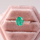 Zambian Oval Emerald Gemstone With Natural Diamonds Double Prong Setting Ring in Solid 14k Yellow Gold