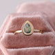 Solitaire Pear Moss Agate Gemstone With Gold Bezel Setting Ring in Solid 14k Yellow Gold Jewelry