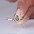 Solitaire Pear Moss Agate Gemstone With Gold Bezel Setting Ring in Solid 14k Yellow Gold Jewelry