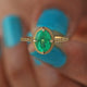 Solid 14k Yellow Gold Gold Milgrain Wedding Ring/ Solitaire Zambian Emerald Gemstone Engagement and Wedding Unique Ring