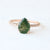 Solid 14k Rose Gold Double Prong Set Ring Natural Pear Moss agate gemstone with side natural diamonds Jewelry