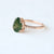 Solid 14k Rose Gold Double Prong Set Ring Natural Pear Moss agate gemstone with side natural diamonds Jewelry