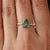 Solid 14k Rose Gold Double Prong Set Ring Natural Pear Moss agate gemstone with side natural diamonds Jewelry