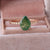 Solid 14k Rose Gold Double Prong Set Ring Natural Pear Moss agate gemstone with side natural diamonds Jewelry