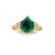 Pear Cut Emerald Solitaire Engeagement Ring, 14K Sold Gold Ring, Trio Diamond With Emerald Ring, By MonBijoutier