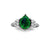 Pear Cut Emerald Solitaire Engeagement Ring, 14K Sold Gold Ring, Trio Diamond With Emerald Ring, By MonBijoutier