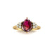 14K Yellow Gold Pear Cut Ruby Solitaire Ring| Ruby With accented Diamond Engeagement Ring By MonBijoutier