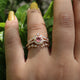 Pink Tourmaline 3 Ring Set,Bridal Ring Set,Tourmaline and Diamonds in 14k Gold Ring Set